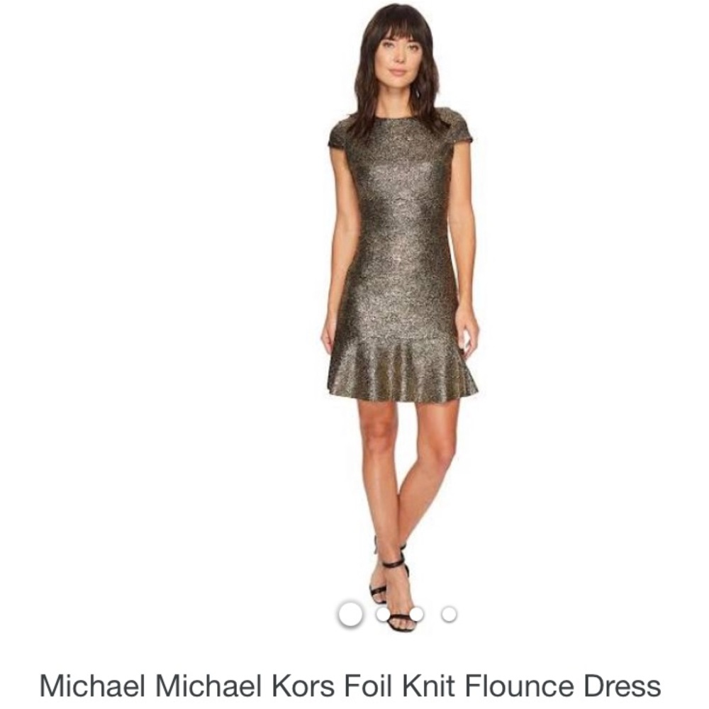 MICHAEL KORS foiled glitter flounce hem dress sz S